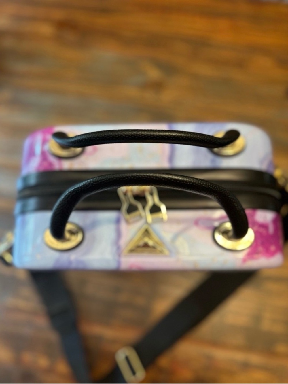 TRIFORCE Marble Vanity Travel Case Cosmetic Bag Makeup Train Case w Strap - Picture 2 of 15